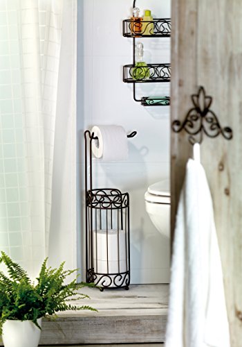 axentia WC-Ersatzpapierrollenhalter Nostalgie für 4 Rollen -Toilettenpapierrollenhalter ohne Bohren – Küchenrollenhalter stehend 57 cm hoch – Klopapierrollenhalter in Bronze-Ton – Metall-Rollenhalter für Bad & Küche - 2