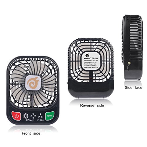 D-FantiX 4-Zoll-Portable Fan 3 Speeds Mini USB-Lüfter mit LED-Licht (Schwarz) - 4