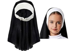 Fartoni Copricapo Da Suora Per Costume Da Suora Per Ragazza O Donna. Accessori Per Costumi Di Halloween Da Suora. Terrore O Paura Del Cappello Da Suora. Velo Per Costume Da Suora Da Uomo.