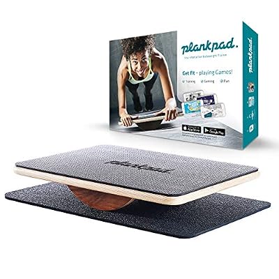 Plankpad - Entraîneur physique complet avec application d'entraînement pour iOS et Android - Balance innovante issue de l'émission télévisée "Shark Tank" en noir / noyer