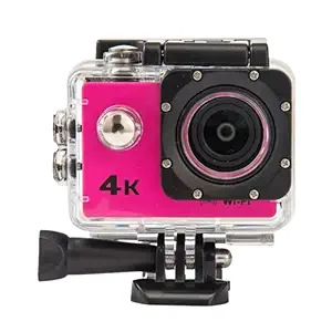 Squaircle 4K HD WiFi 16MP Sports Waterproof Camera with Micro SD Card Slot, 2 inch LCD Wide Angle Action Video up to 30M-Pink