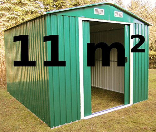 Gartenhaus Geräteschuppen 11m² aus verzinktem Stahlblech Metall grün von AS-S