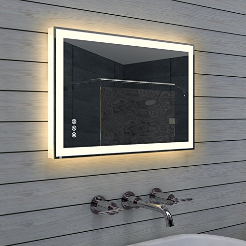 Design Badezimmerspiegel mit Dimmer, Warm- und Kaltweiß und Touchschalter 40 x 60 cm - 5