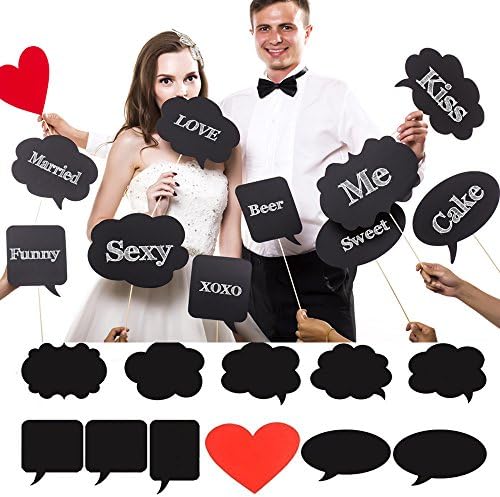 RebirthTree Large Blank Paper Chalkboard ps(11pcs), Wedding Bachel Sign Photo Booth Proorette Party Photo Booth Props Kit Card Black Board With Chalk