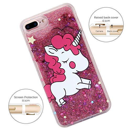 Funda iPhone 7 Plus   iPhone 8 Plus  Carcasa iPhone 7 Plus Funda Transparente Bumper Glitter Sparkle L  quido Quicksand Silicona Funda Din  mico Sparkle Estrellas Cubierta Goma Flexible Bling Bling Suave Gel Protectora Carcasa Caso  Shock-Absorci  n   Anti-ara  azos  para iPhone 7 Plus   iPhone 8 Plus  5 5 pulgadas  - Unicornio