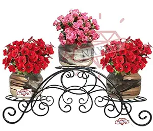 NAYAB 3 Tier Tuscan Style Garden Flower Pot Stand Balcony Indoor/Outdoor Plant Holder Multiuse Display Rack