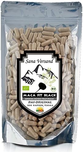 Maca fit Black 300 capsules original from Peru. Pure Maca Powder contains vitamins, amino acids and proteins. Without additives, this makes vegan, organic, gluten-free, also suitable for allergy