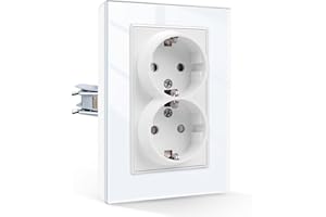 CNBINGO Podwójne gniazdko podtynkowe, podwójne gniazdko podtynkowe, podwójne gniazdko ścienne z zaciskiem wtykowym, białe