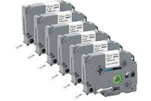 ‎KAMO Kamo Schriftbänder 6er-Pack kompatibel Brother Schriftband P-touch Bänder TZe-231 TZ-231 (12mm x 8m) schwarz auf weiß, für Beschriftungsgerät PT-D210 PT-D220 PT-D200 PT-H110 PT-D400 PT-D600 PT-P700