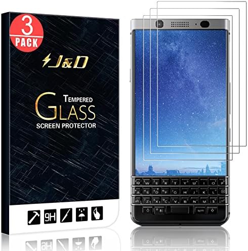 J&amp;D [3-Pack] BlackBerry KEYone Screen Protector, Glass Screen Protector [Tempered Glass] HD Clear Ballistic Glass Screen Protector for BlackBerry KEYone - Protect Screen from Drop and Scratch