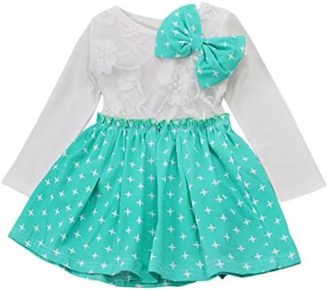 For 6M~3 Years old,Hahuha Baby Kids Girl Star Bowknot Fold Tulle Party Wedding Princess Dress (12 Months, Green)