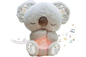 YJWZ Koala Para Aliviar La Ansiedad,Nutria Bebe Dormir Que Respira,Peluche Ansiedad Dormir,Bebé Durmiendo Koala Juguete Con Música Luces Y Movimientos De Respiración Ayuda Para Dormir