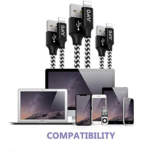 C  ble Lightning chargeur iPhone  JUFD 3Pack  1M   2M   3M  usb    c  ble Lightning  Apple MFi certifi    haute Lifespan nylon tress   Charging rapide C  ble pour iPhone X   8 7   7plus 6   6s   6 Plus   5   5c   5s SE iPad Air 3   iPad Pro