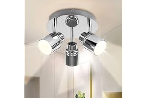 Depuley GU10 Plafonnier Spot, Lampe de Plafond à Angle Orientable, Design Moderne et Classique, Finition Nickel, 3 Ampoules LED Comprises, Idéal pour Cuisine, Chambre, Salon, Couloir