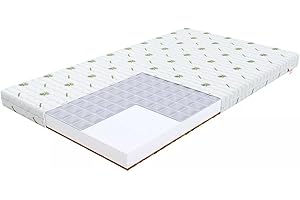 SKANDI HAUSBETT Materac dla dzieci 80 x 160 cm, H2-H3, gryka i orzech kokosowy, Della - materac piankowy o grubości 9 cm, do łóżeczka dziecięcego, materac 80 x 160 cm, materac piankowy T25, materac do łóżka