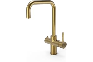 Excel Home - 3 in 1 Instant Boiling Water Tap, 2.4L Boiler Unit & Carbon Water Filter | Instant hot Hot Water Tap - Made of Anti Rust Stainless Steel - Kitchen Mixer Tap (Modern, Brushed Gold)