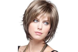 XiaoXIN Pelucas de pelo rubio corto con flequillo Peluca de pelo ondulado Pelucas de pelo sintético resistente al calor para mujer Peluca de pelo natural de cosplay diario