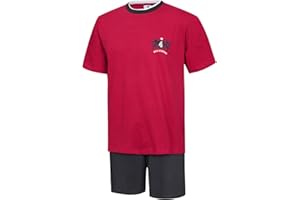 Moonline nightwear Herren Schlafanzug kurz 100% Baumwolle Herrenschlafanzug Shorty Herren Kurzer Schlafanzug Herren Shorty Pyjama kurz Nachtwäsche Herren in den Größen M L XL XXL 3XL