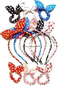 ANNA CREATIONS Girls Rabbit Ear Hair Tie Rubber Bands Style Ponytail Holder (Multicolour) -24 Pieces (STYLE 3)