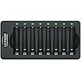 BEVIGOR LED 8-slot Battery Charger for AA & AAA Rechargeable Batteries, Type C Input 5V 2A Fast Charging Function for Ni-MH Ni-CD Rechargeable Batteries, AA AAA Battery Charger
