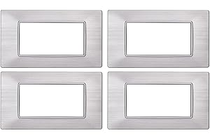 ZOREI 4 Pezzi Placca Compatibile Con Vimar Plana (4 Posti/Moduli, Silver Satinato)