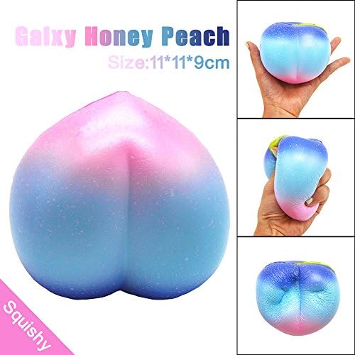 Stress Reliever Toys, TUDUZ Newest Funny Creative Kawaii 11CM Galaxy Honey Peach Cream Scented Squishy Slow Rising Squeeze Strap Kids Toy Stress Reliever (AS Show)