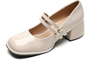 CAFETU Mary Janes – Chaussures Habillées Confortables À Talons Bas Et Épais pour Femmes, Escarpins À Bout Carré Et À Bout Fermé, Mocassins pour Femmes