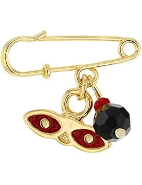 In Season Jewelry Baby - Pin Brosche Geburtsgeschenk St Lucy Simulierter Azabache Schutz 14k Vergoldet