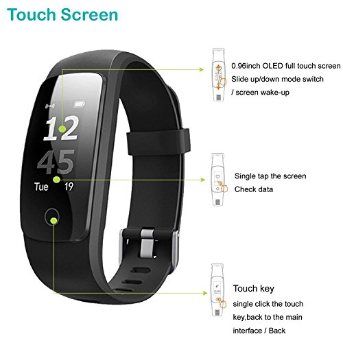 willful Pulsera Inteligente, Podómetro, Monitor de Ritmo Cardíaco,Dormir,Calorías,IP67 Impermeable, Cronómetro, Modo multideportePulsómetro Pulsera para Android y iOS Teléfono móvil (Negro)