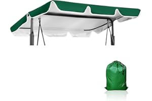 Hengrongshen Hollywoodschaukel Dachbezug, 210 x 145 cm Grün Dachbezug Hollywoodschaukel Wasserdicht Universal Dach, 3 Sitzer Sonnendach, UV-Schutz Sonnendach für Gartenschaukel