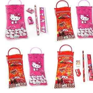 Kartual New Birthday Party Return Gifts-Pack of 12 Mix Stationery Kit Set in a Bag for Kids - Assorted Colours
