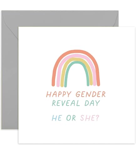 Old English Co. Biglietto Di Auguri Gender Reveal 15x15 Cm - Congratulazioni Per L'Annuncio, Vuoto All'Interno