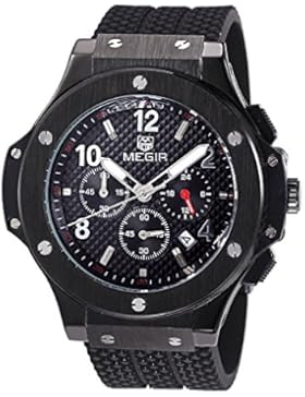 Megir Herren-Armbanduhr Analog Quarz Datum Silikonarmband Wasserdicht Chronograph Herren Schwarz| Rosegold| Silber...