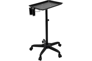 FETCOI Friseurwagen Friseur Trolley mit Rollen Salon Wagen Tattoo Wagen Arbeitswagen Friseur Wagen Rollwagen Zubehör für Friseursalons, Spas, Höhenverstellbar (Schwarz)