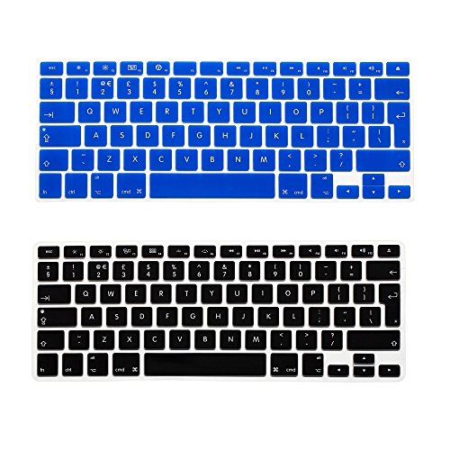 i-Buy 2PCS QWERTY Silikon Tastaturschutz Tastenschutz Kratzschutz für MacBook Air Pro 13" 15"[EU Layout,English]- Dark Blue & Black