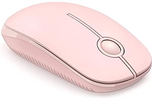 MAGOFELIZ Wireless Mouse, 2.4G Silent Mouse with USB Receiver, 18 month battery life, 1600 high DPI Precision- Portable Computer Mice for Windows/Mac/Linux, Pink