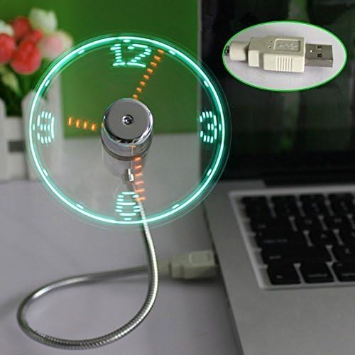 New LED USB Fan Clock Mini Flexible Time with LED Light - Cool Gadget
