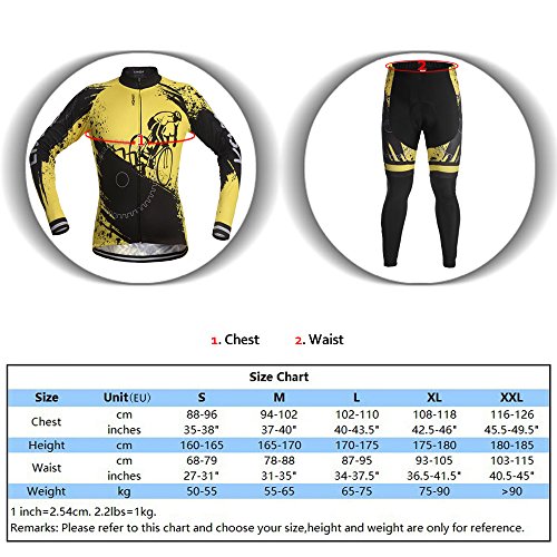 Lixada Atmungsaktive Langarm Radtrikot Set Gepolsterte Hosen Radsport Bekleidung - 2