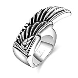 ♥Farbe: Silber Schwarz Aeici Silber Schwarz Ringe für Herren Modestil Flügel DaumenRingee Größe 57 (18.1)