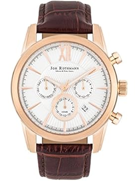 Joh. Rothmann Halvor Herren-Uhr Multifunktion 5 ATM rosévergoldet Echtleder-Armband braun 10030143