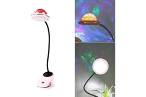 ACMHNC Lampe à Pince Pour Enfants, Lampe de Lecture à Pince LED Rechargeable USB avec Projection D'étoile, 4000k Lampe de Chevet à Col de Cygne 360 ° Tactile Dimmable, Veilleuse à Clip étoile (Rosa)