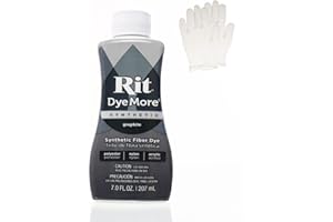 CRAFT COUNTY Rit DyeMore 7 Oz. Synthetic Liquid Fiber Dye Single Pack with Plastic Gloves for Clothing, Décor, and Crafts – Graphite