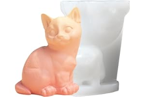 Daooibpa 3D Dog Silicone Mould, Silicone Animal Mould, Cute Dog/Cat Silicone Candle Mould, Animal Silicone Casting Molds Epoxy Resin Moulds for Making Cakes, Soaps, Fondant Cake Decoration Mould