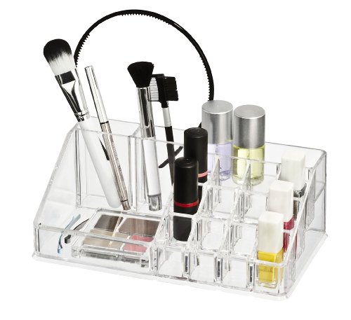 WENKO 20986100 Kosmetik Organizer Femme – mit 16 Aufteilungen , Kunststoff – Acryl, 22.5 x 8 x 12.5 cm, Transparent - 3