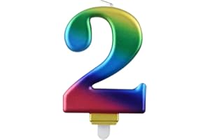 PARTY GO 2Anno Candele di Compleanno Numero 2, Candele di Compleanno Colori dell'arcobaleno, Adatto A Feste di Compleanno