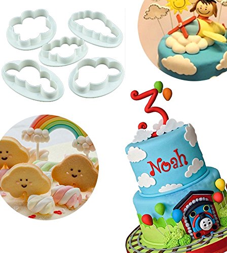 DIKETE® 5 stück Keks Ausstechformen Cloud Wolken Ausstecher DIY Fondant Ausstechformen Deko Utensilien Modellierwerkzeug Fondant Kuche Tortendekoration für Backen - 6