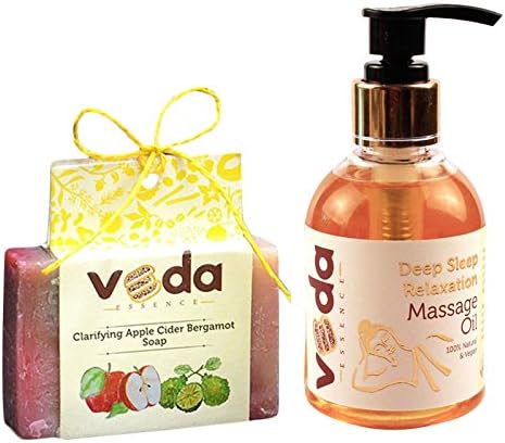 Veda Essence Clarifying Apple Cider Bergamot Soap &amp; Relaxation Massage Oil 2 Pcs Combo