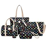 Innenmaterial: Polyester ZKOOO Damen Große Handtasche 6pc Set PU Leder umhängetasche Handbag Shoulder Bag Clutch Wallet Key case