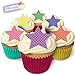 Produktbild 12 essbare Gemischte leuchtende Sterne-Kuchendekorationen, plus 12 frei kleinerensterne!