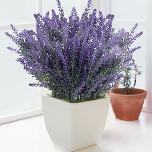 Houda Künstliche Blume lila lavender Bouquet für Home Decor und Hochzeit Dekorationen – 4 Bündel violett - 7